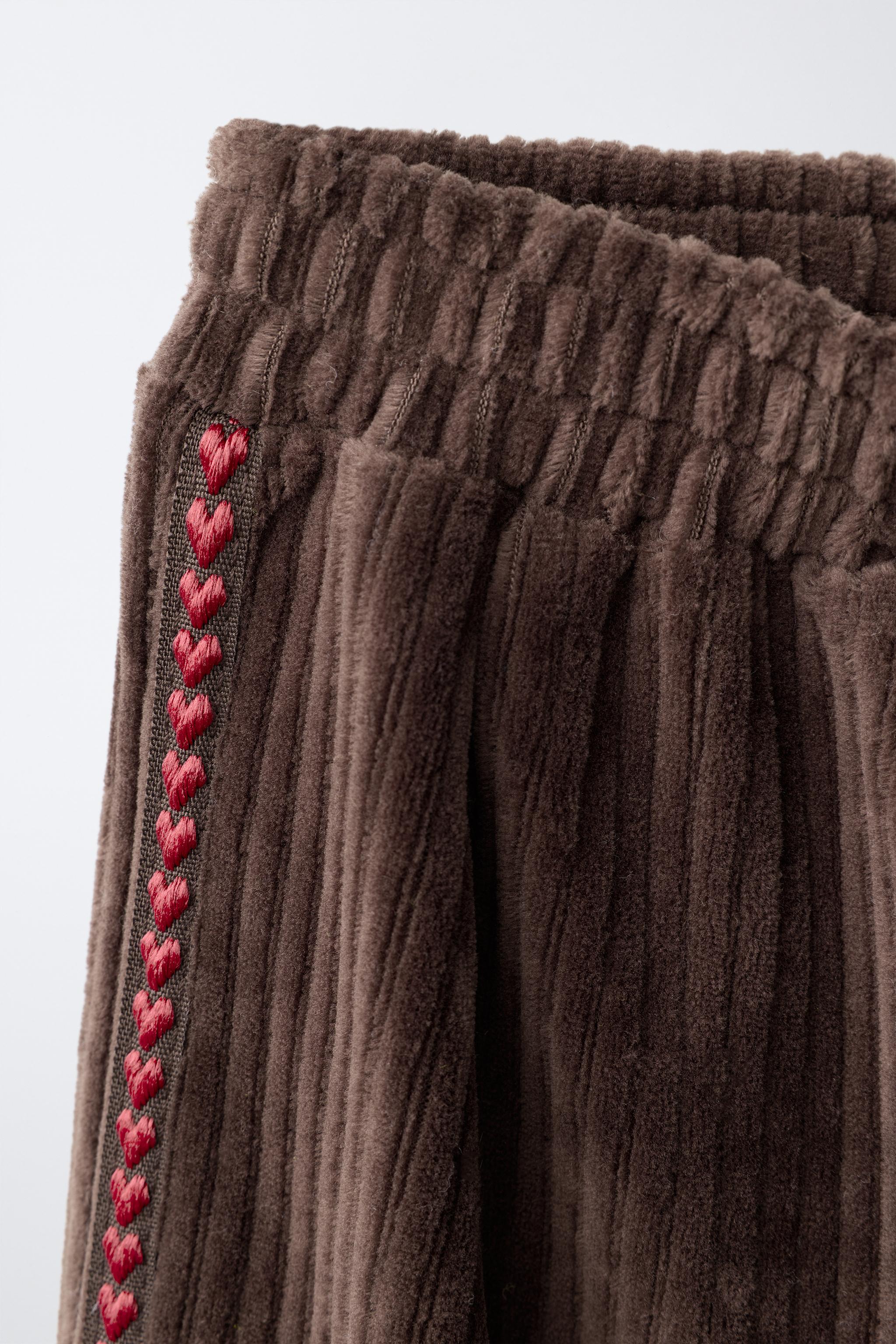 EMBROIDERED HEART CORDUROY CULOTTES