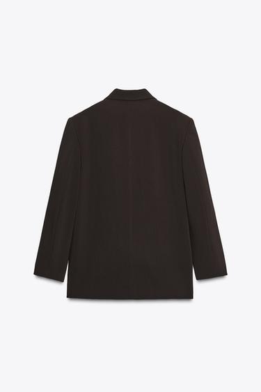 OVERSIZED DOUBLE-BREASTED BLAZER - Brown by Zara - Image 7