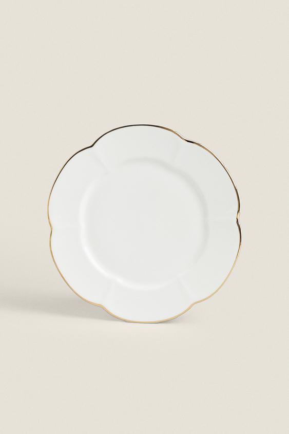 RIMMED BONE CHINA DINNER PLATE - Gold | ZARA Turkey