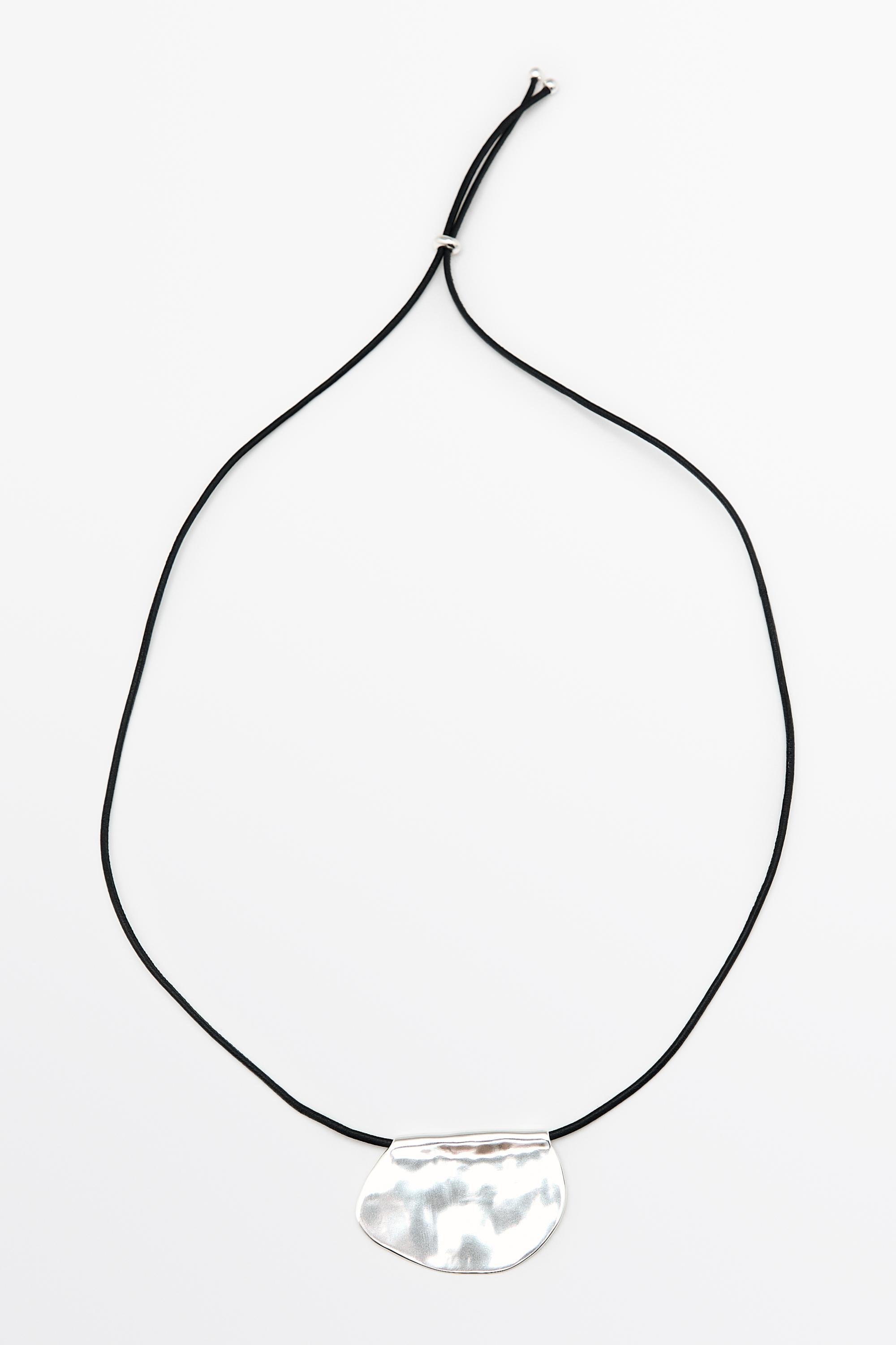 Long dumpling-piece necklace — Silver