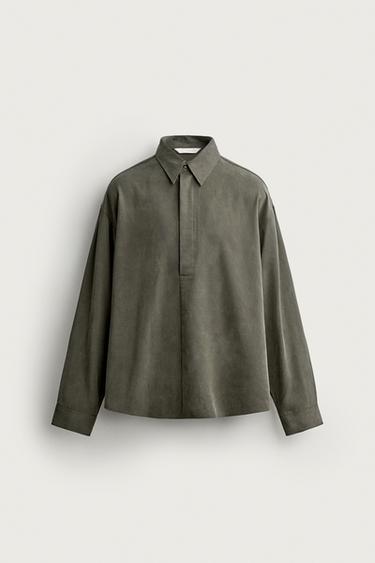 FLUID RELAXED-FIT POLO SHIRT — Dark khaki 1