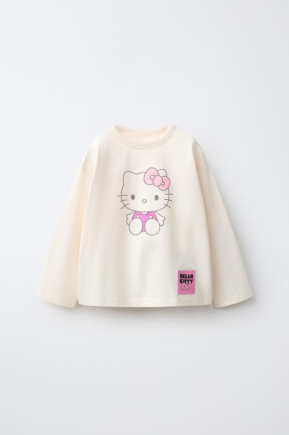 Zara GLITTER HELLO KITTY © SANRIO T-SHIRT - Ecru - Image 0