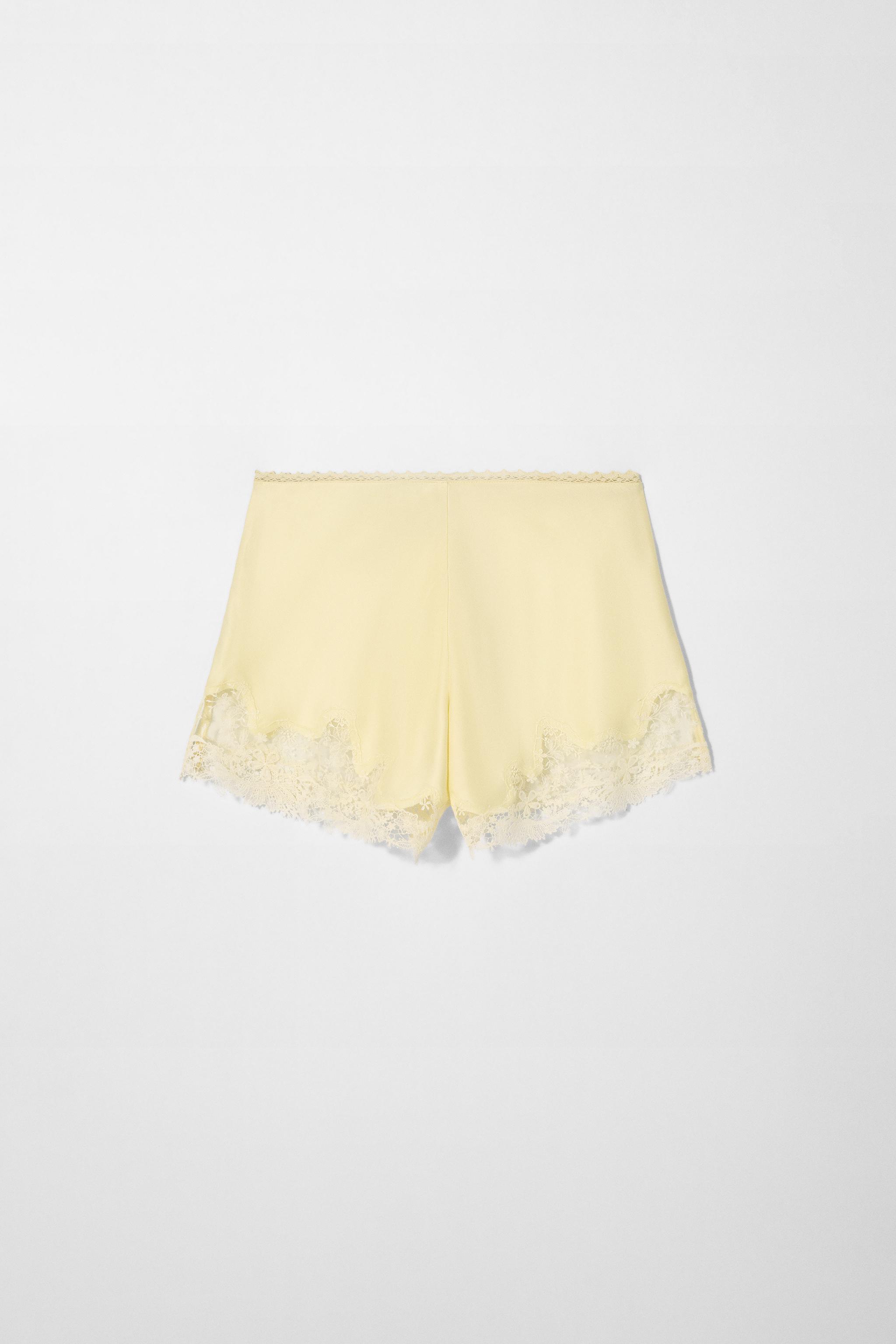 KATE MOSS X ZARA SILK LINGERIE SHORTS - Yellow | ZARA Mexico