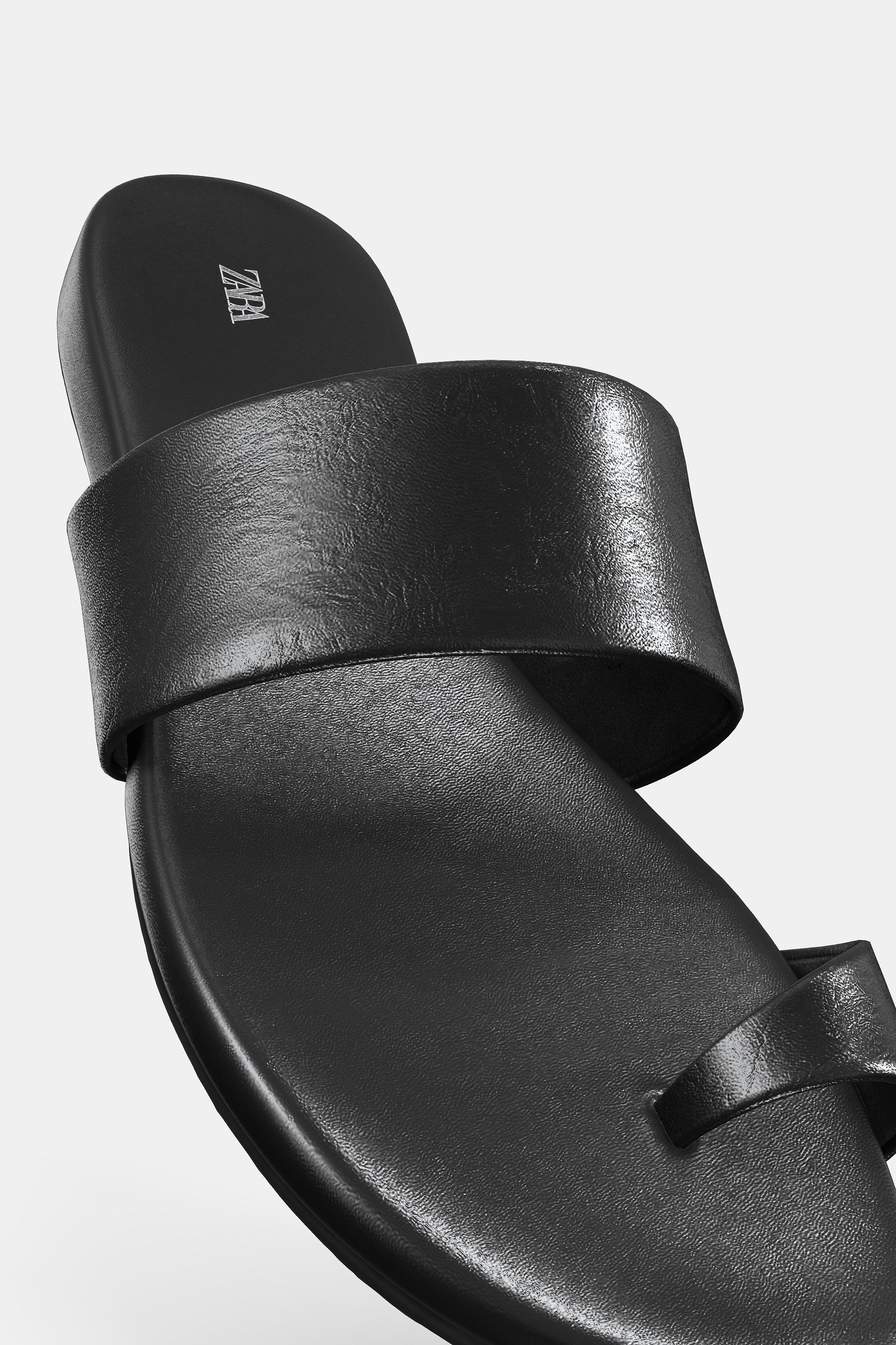 フラットレザーサンダル - ブラック | ZARA Japan / 日本