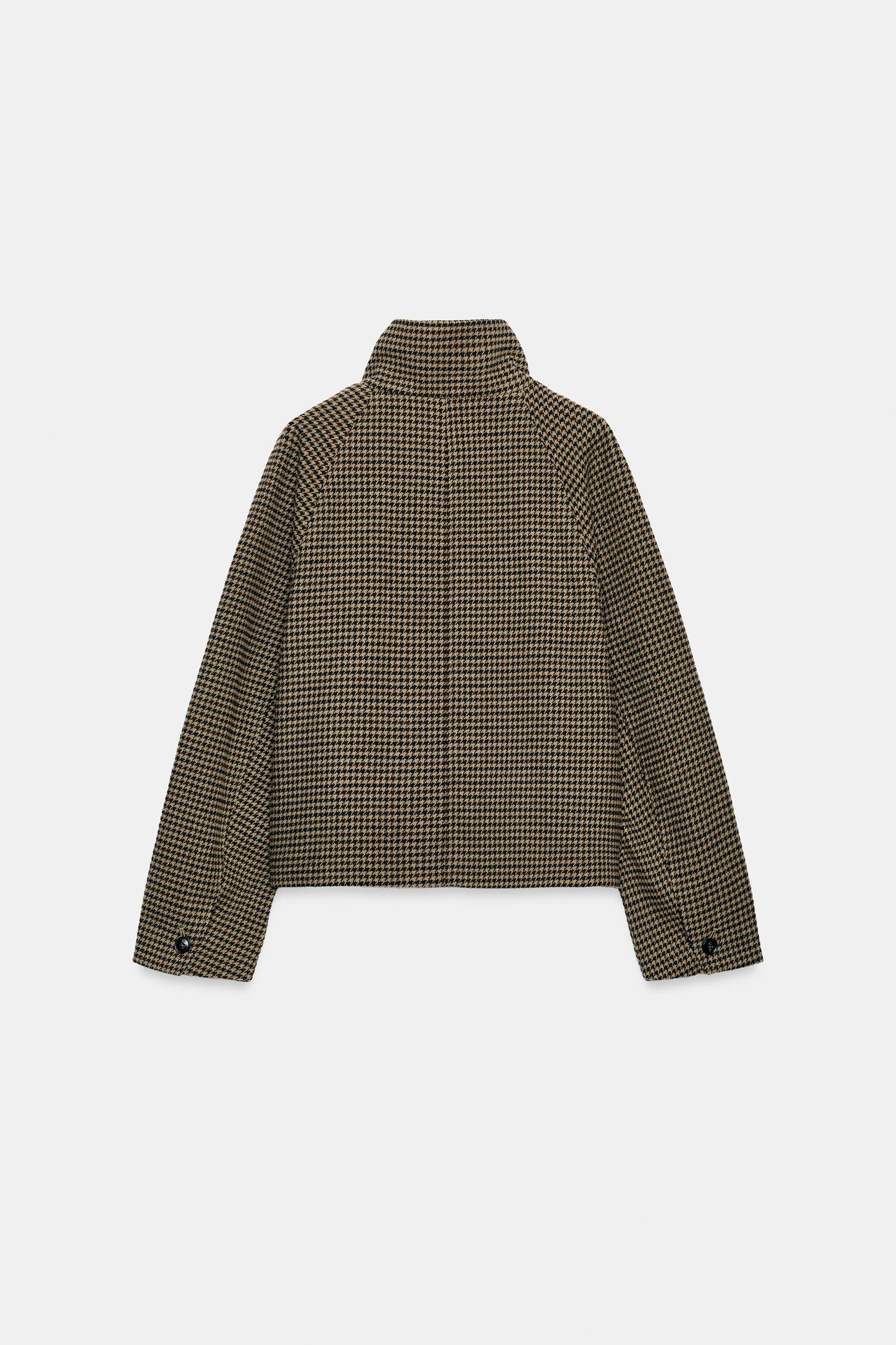 Женская куртка Zara Houndstooth Frog Fastening, цвет: Серый — фото 8