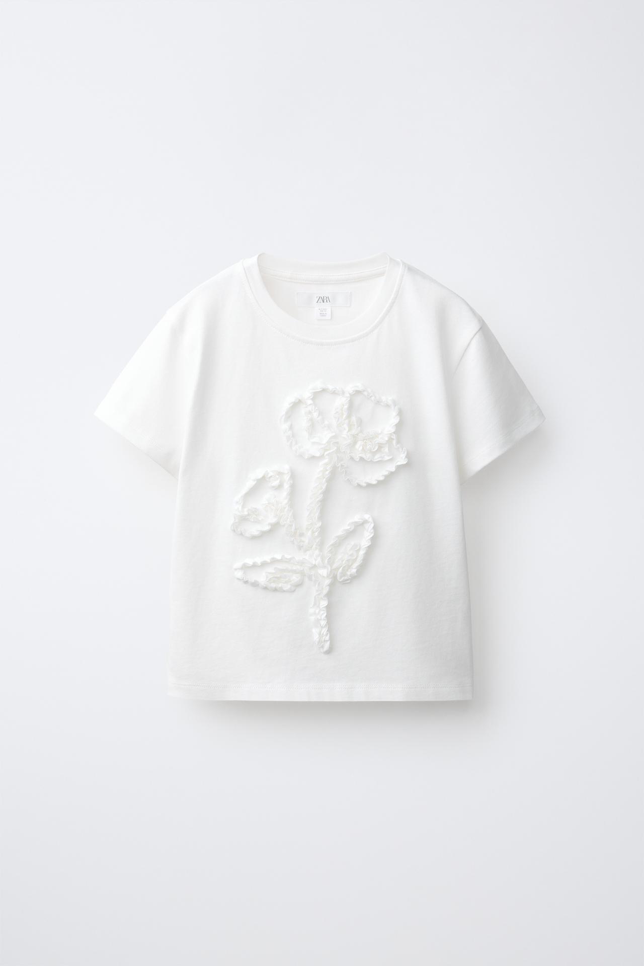 EMBOSSED TERRY FLOWER T-SHIRT — White