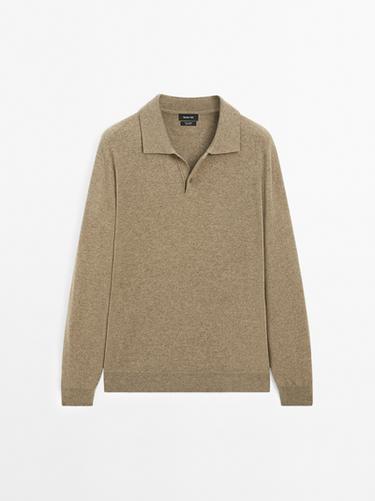 Zara 100% cashmere ribbed knit polo shirt - 548