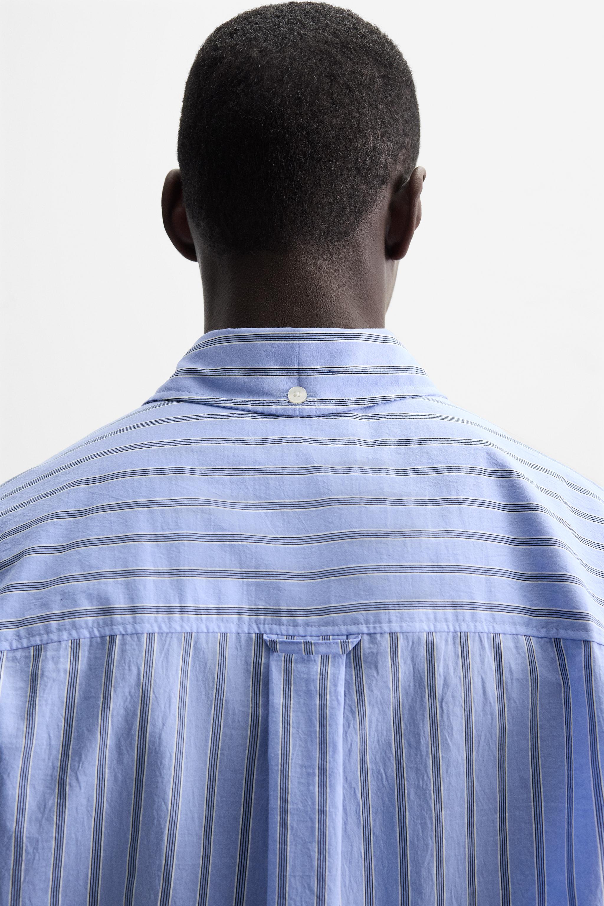 【ZARA】RELAXED FIT ストライプシャツ 空色 | 7545/191/403 RELAXED FIT ストライプシャツ - 空色 | ZARA Japan / 日本