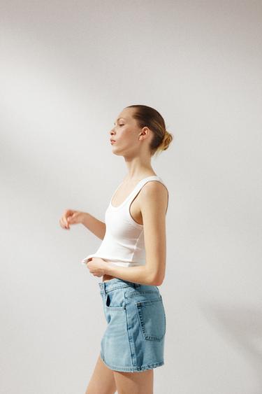 JUPE-CULOTTE EN JEAN TRF - Bleu de Zara - Image 3
