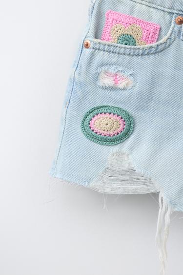 SHORT EN JEAN AVEC PIÈCES AU CROCHET - Bleu clair de Zara - Image 2