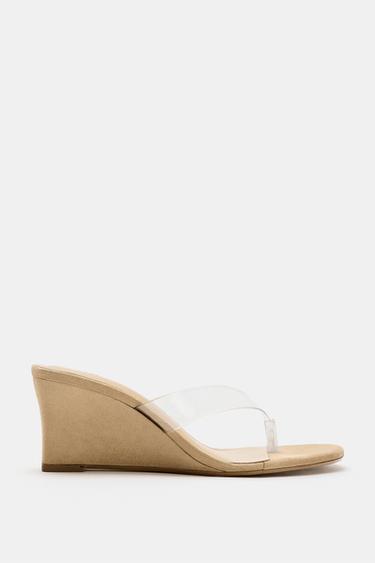 VINYL STRAP WEDGES - Light beige by Zara