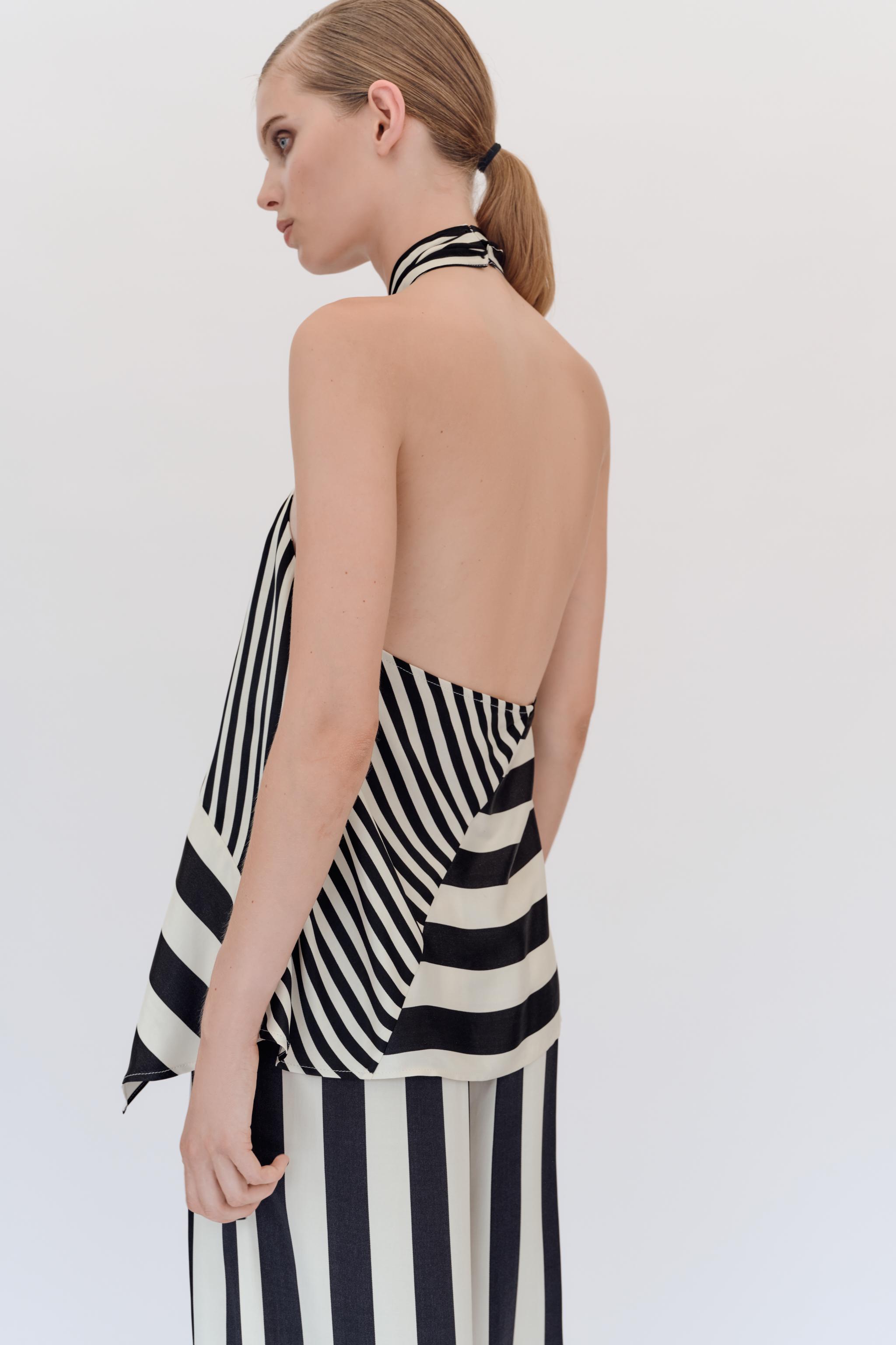 Zara Çizgili Halter Yaka Top görsel 3