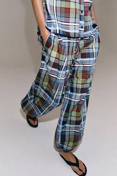 PANTALON BOUFFANT À CARREAUX ZW COLLECTION - Multicolore de Zara - Image 3