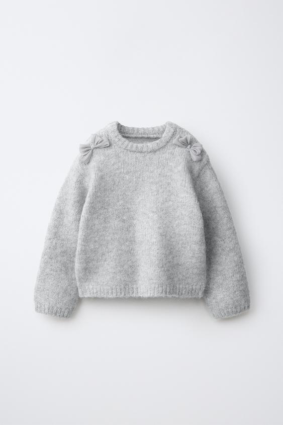 STRICKPULLOVER MIT ORGANZA-SCHLEIFEN - Perlgrau Vigoré von Zara - Bild 0