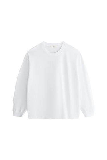 COTTON LONG SLEEVE T-SHIRT - White by Zara