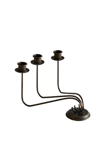 TRIPLE IRON CANDELABRA - Rust by Zara