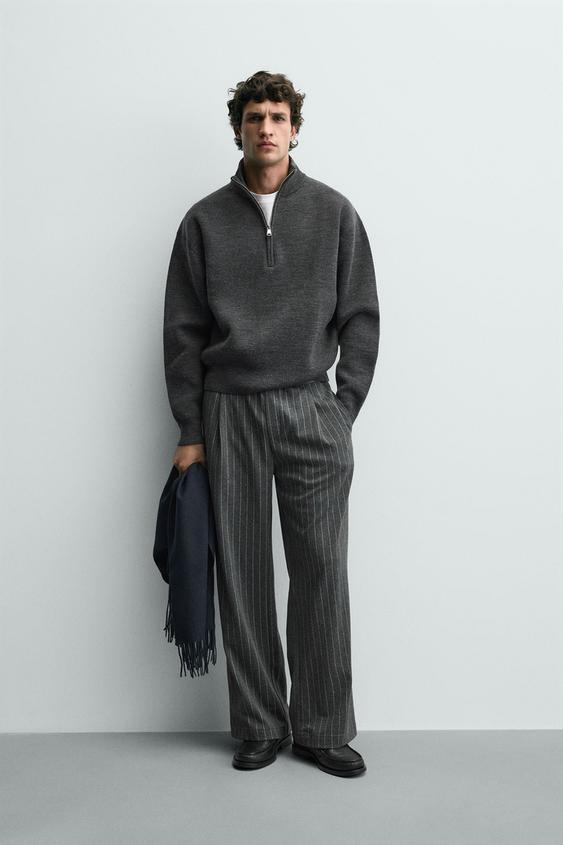 PINSTRIPE PLEATED PANTS