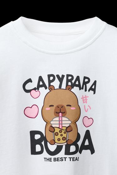 T-SHIRT MIT CAPIBARA-PRINT CAPYFUN © - Weiß von Zara