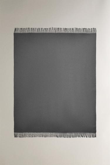 FRINGED SOFT THROW - Anthracite grey by Zara