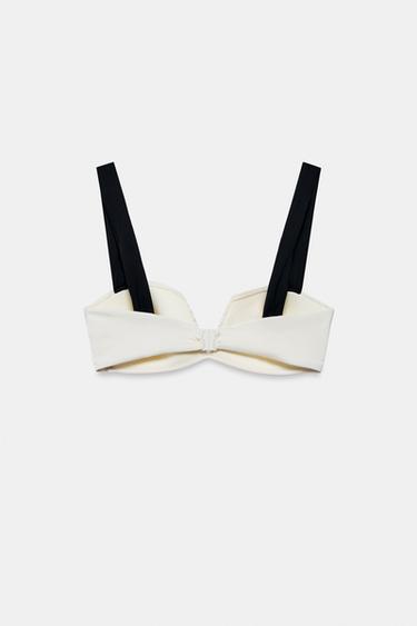 CONTRAST PLEATED BIKINI TOP - Ecru by Zara - Image 7