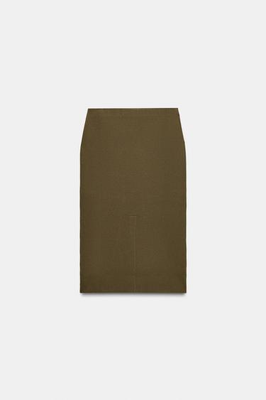 JUPE MI-LONGUE TUBE EN MAILLE - Kaki de Zara - Image 6