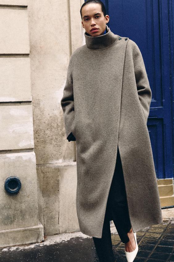 ZW COLLECTION LONG WOOL BLEND COAT - Grey marl by Zara - Image 0