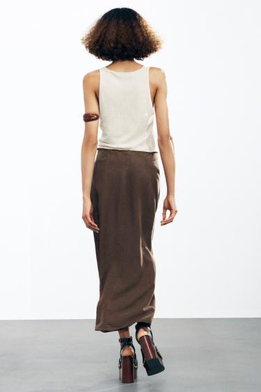 JUPE MI-LONGUE COLLECTION ZW - Marron de Zara - Image 2