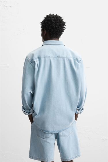 REGULAR FIT DENIM SHIRT - Sky blue by Zara - Image 2
