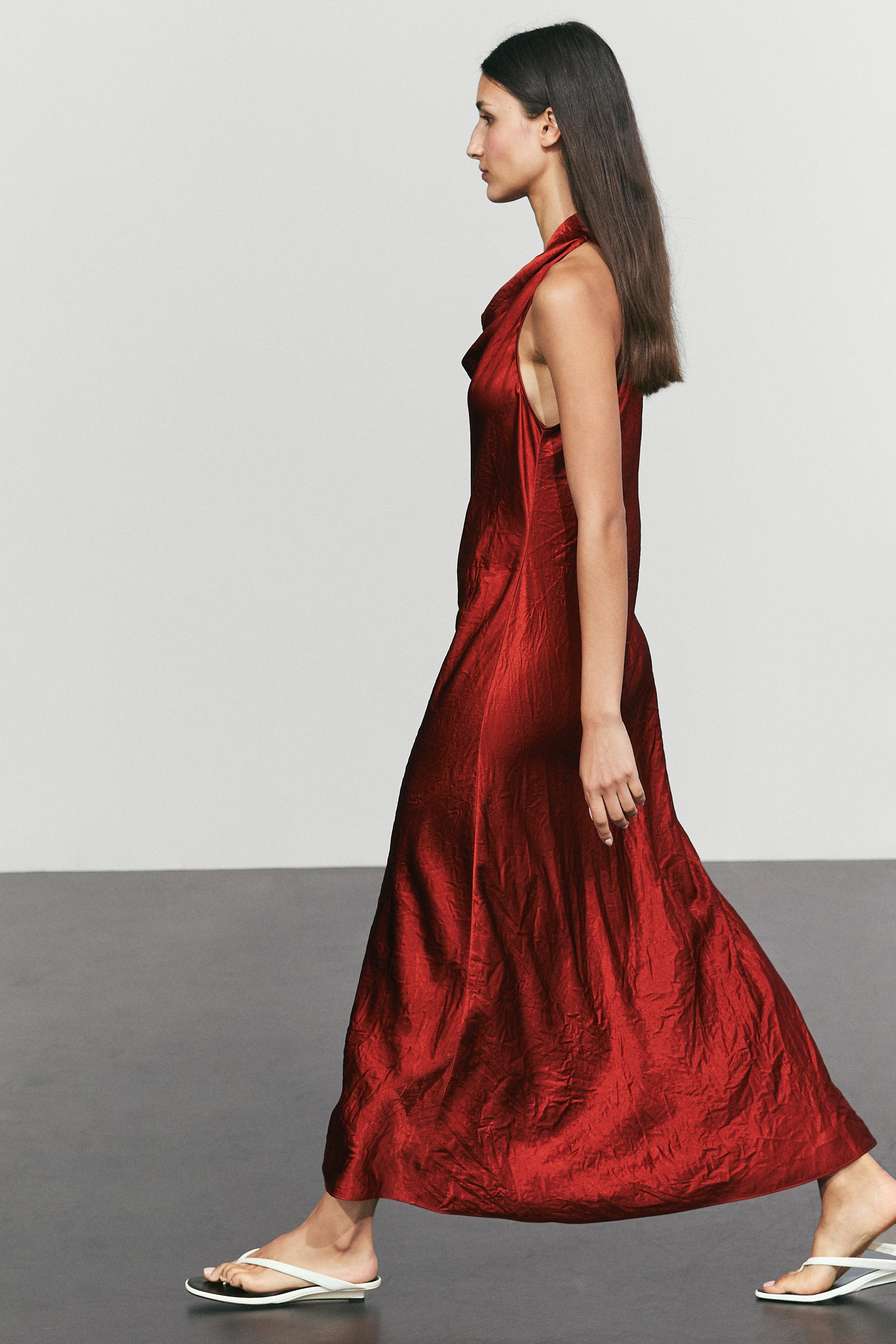 Draped neckline maxi dress