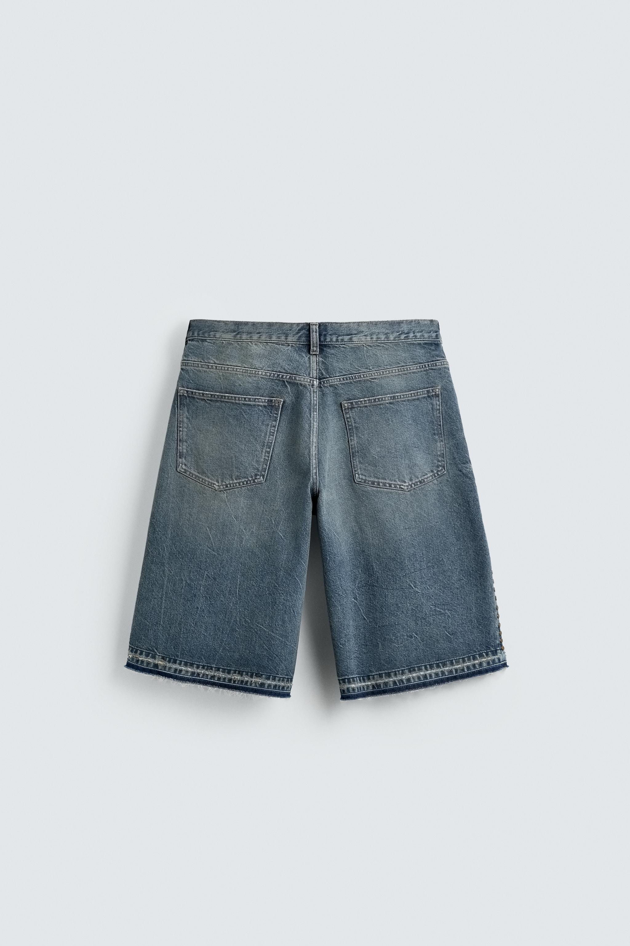 SHORT EN JEAN BAGGY FIT CLOUS MÉTALLIQUES