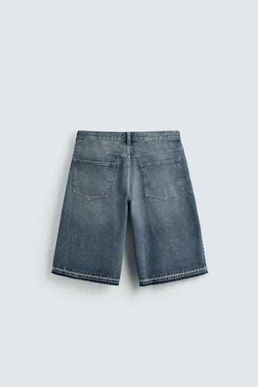 SHORT EN JEAN BAGGY FIT CLOUS MÉTALLIQUES - Bleu de Zara - Image 6