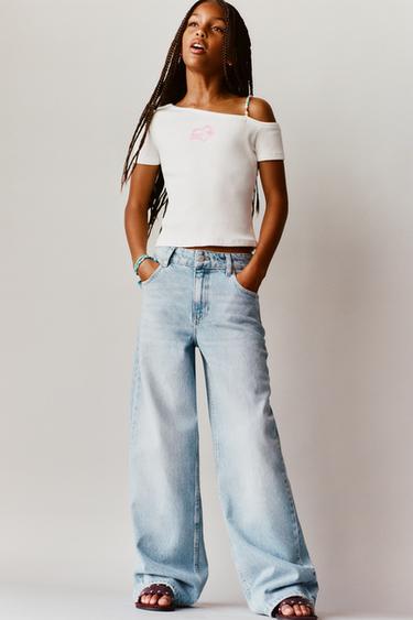 CAMISETA ASSIMÉTRICA COM NERVURAS E MIÇANGAS - Branco da Zara