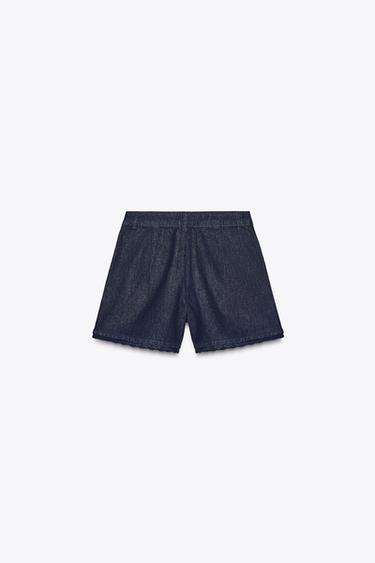 1975 LACE DENIM BERMUDA SHORTS - Blue by Zara