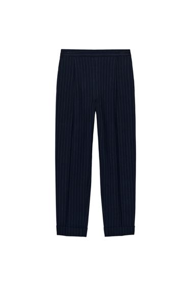 PINSTRIPE TROUSERS - Navy blue by Zara