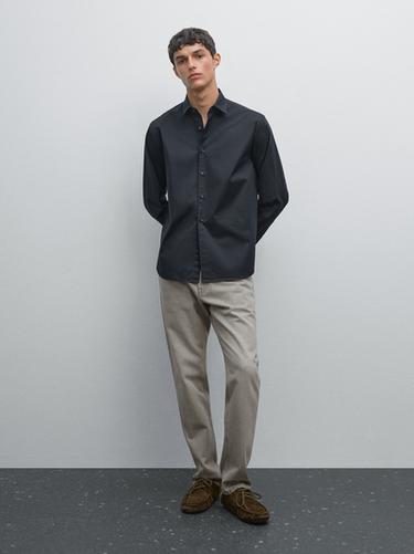 Zara Regular fit stretch shirt - Navy blue - Image 0