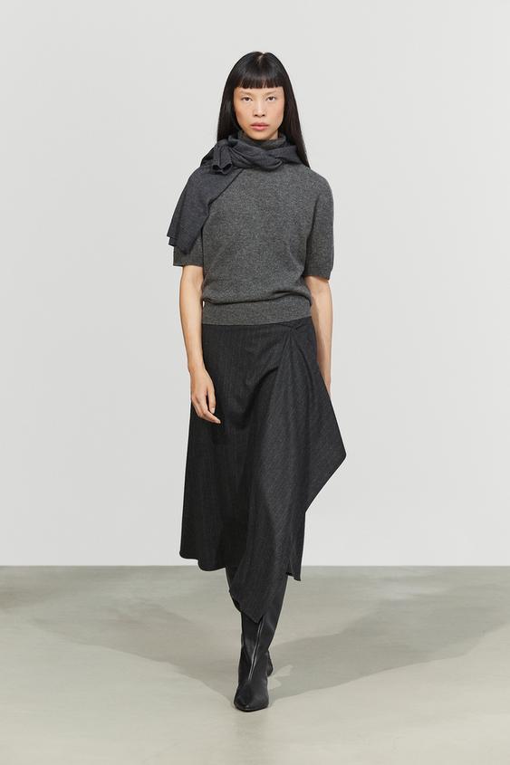 Zara Pinstripe wrap midi skirt - 205 - Image 0
