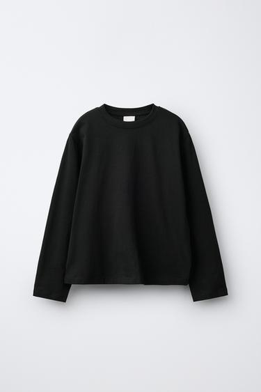 Zara PLAIN T-SHIRT - Black