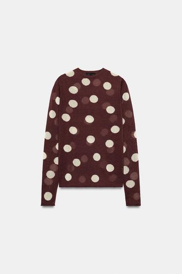 TOP EN MAILLE À POIS - Marron / Écru de Zara - Image 7