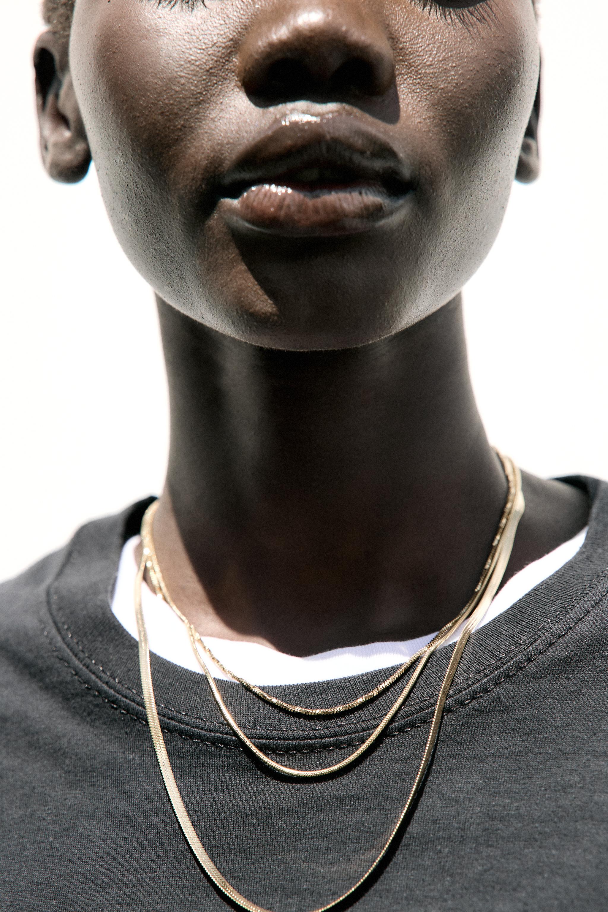 PACK OF WATERPROOF METAL CHAIN NECKLACES Golden ZARA Australia