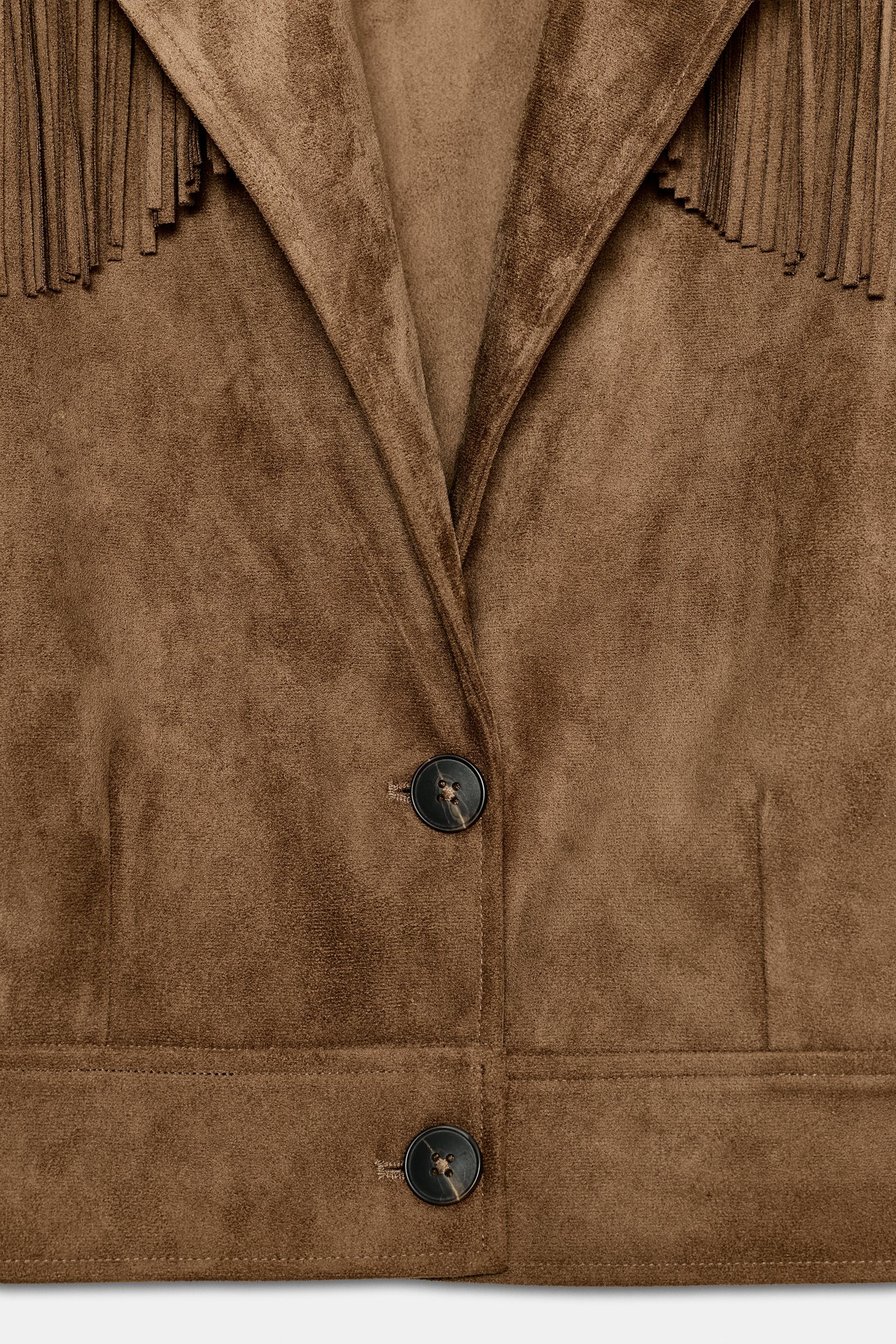 FRINGED FAUX SUEDE JACKET
