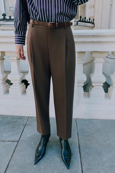 BELTED ANKLE PANTS — Mink 2