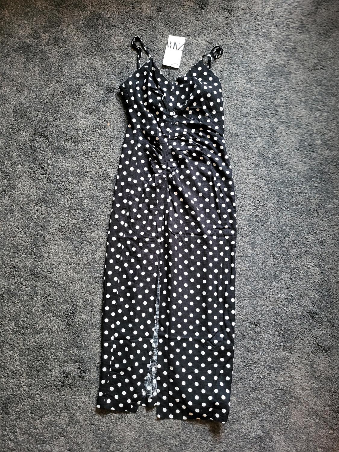 LINEN BLEND POLKA DOT DRESS - Image 2