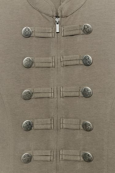 GILET ZIPPÉ À BOUTONS - Kaki foncé de Zara - Image 7
