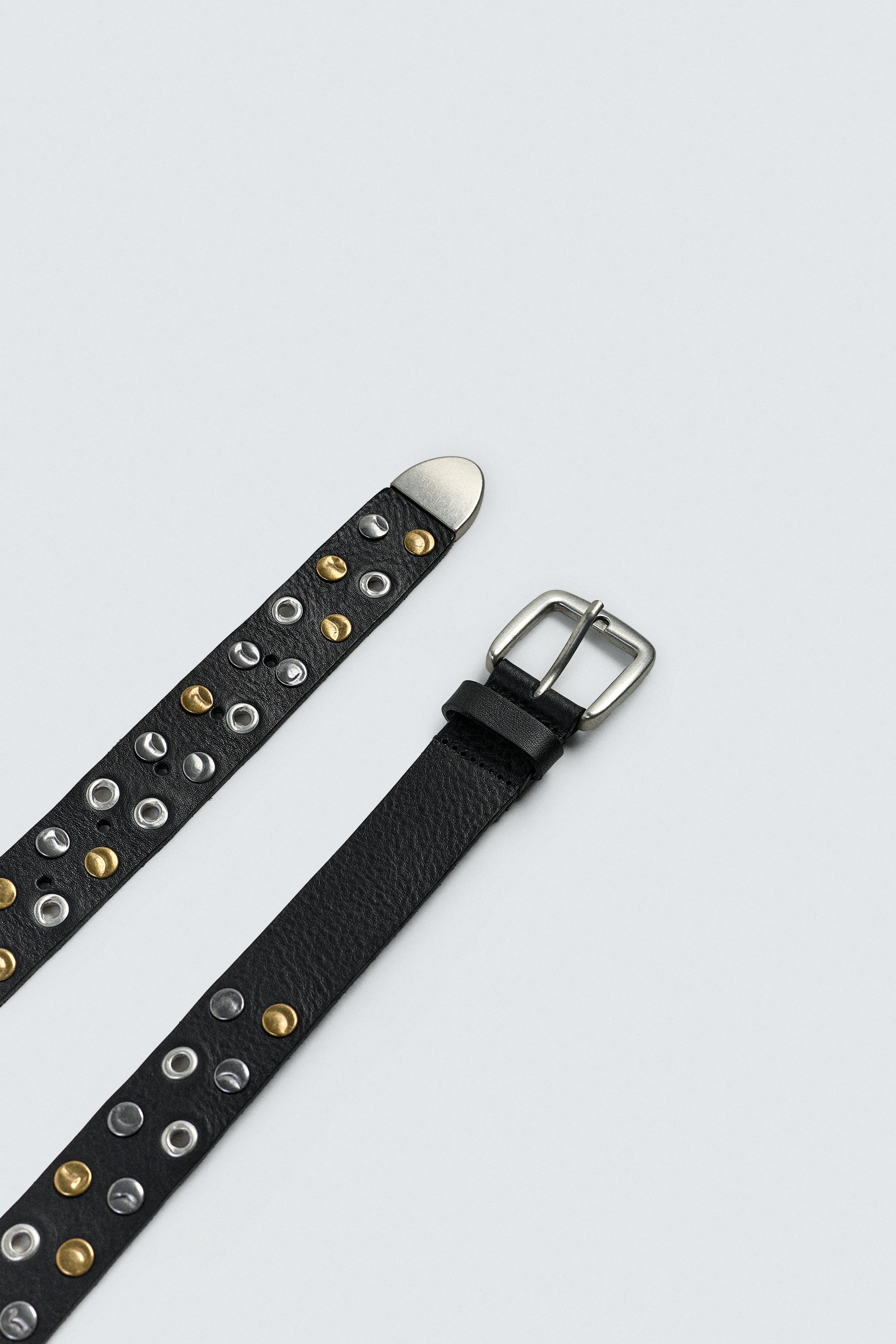 スタッズ付きレザーベルト - ブラック | ZARA Japan / 日本