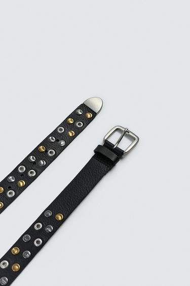 CEINTURE EN CUIR CLOUS - Noir de Zara - Image 3