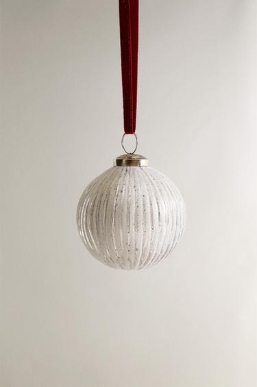 SNOWBALL CHRISTMAS TREE DECORATION - Silver by Zara - Image 0