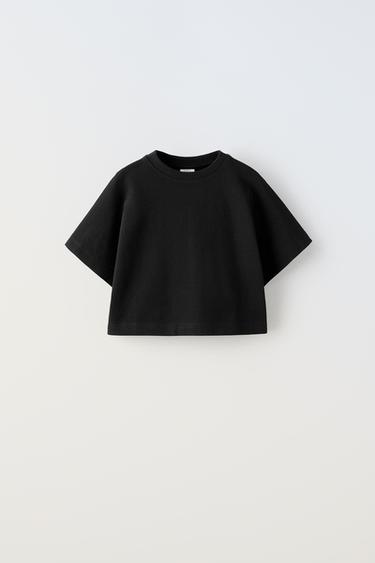 Zara PLAIN HEAVY WEIGHT T-SHIRT - Black