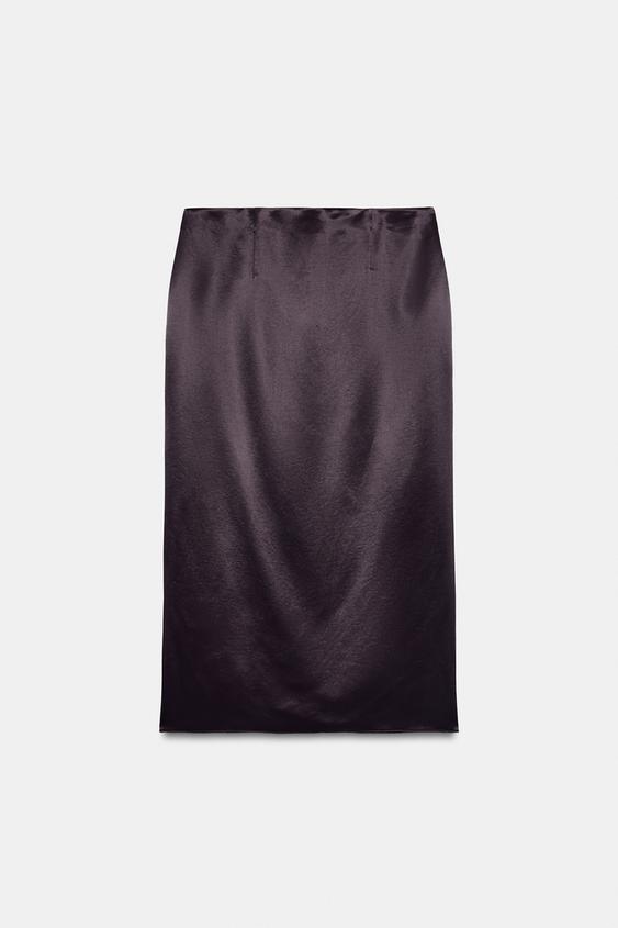 JUPE DROITE SATINÉE ZW COLLECTION - Bordeaux de Zara - Image 5