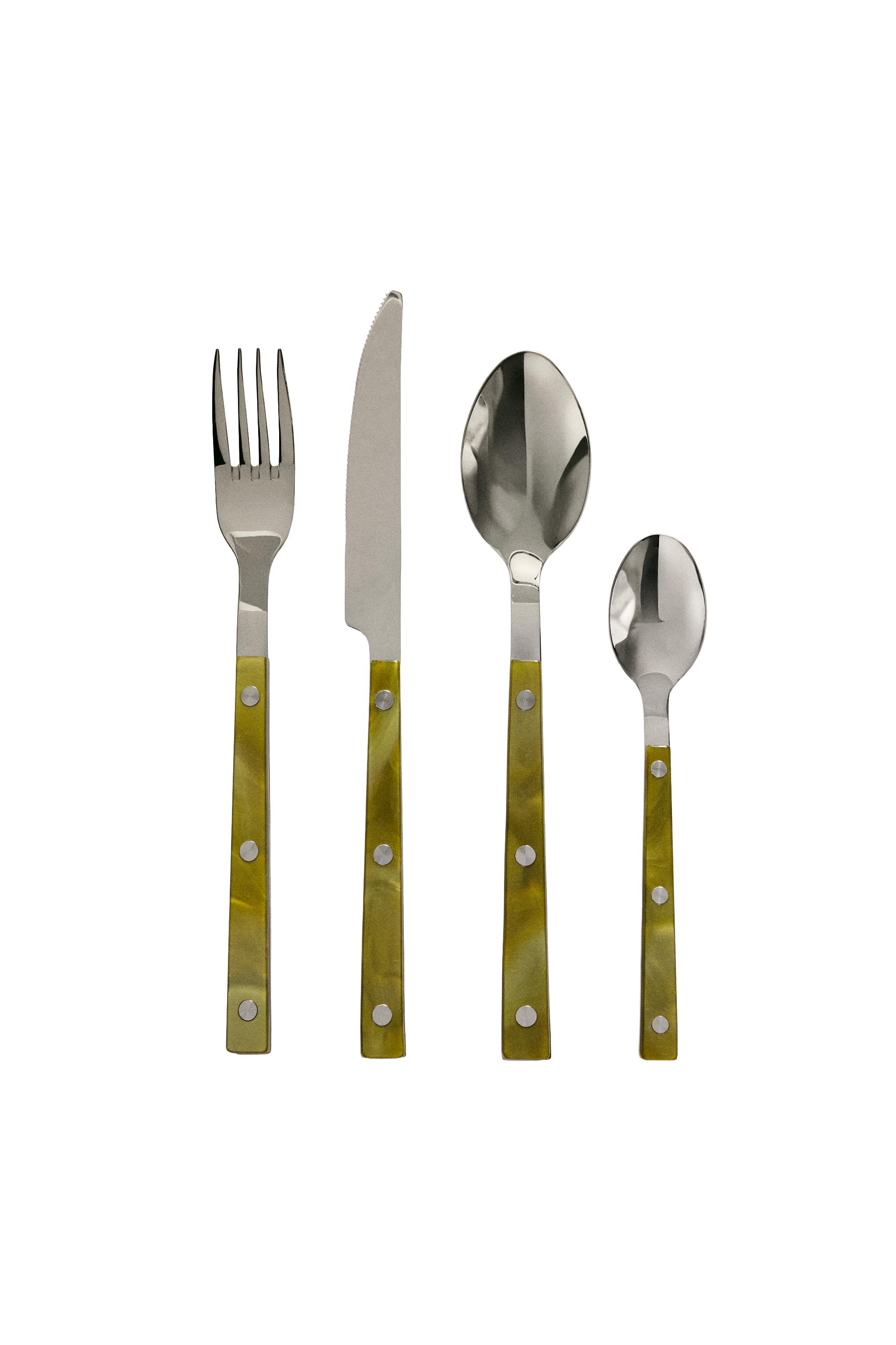 4-PIECE CUTLERY SET WITH ACRYLIC HANDLE - GREEN | ZARA Canada
