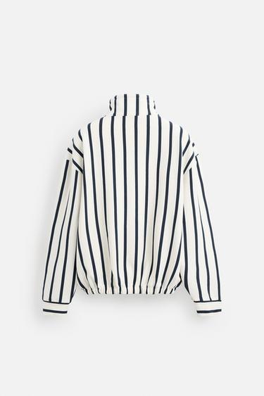 STRIPED QUARTER-ZIP SWEATSHIRT - White / Navy by Zara - Image 7